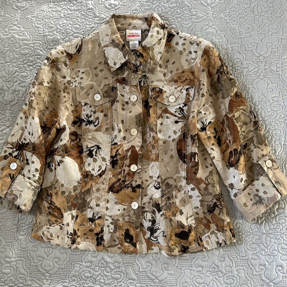 Safari colored sheer blouse Ruby Rd. size S